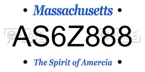 AS6Z888 Massachusetts License Plate