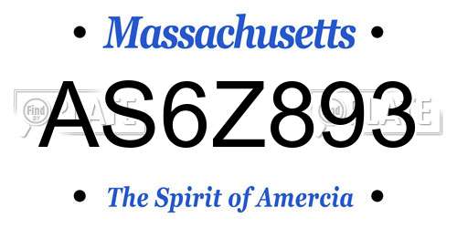 AS6Z893 Massachusetts License Plate