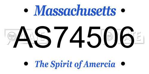 AS74506 Massachusetts License Plate