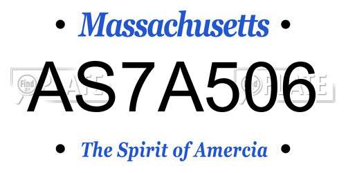 AS7A506 Massachusetts License Plate