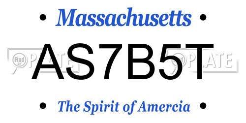 AS7B5T Massachusetts License Plate