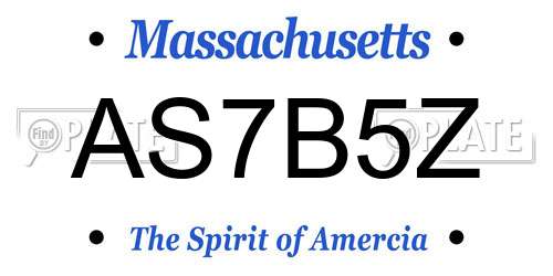 AS7B5Z Massachusetts License Plate