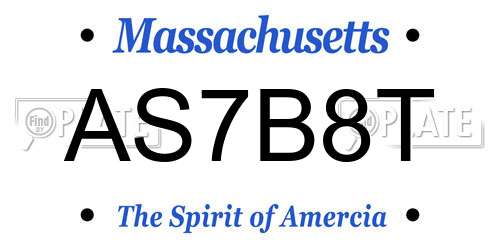 AS7B8T Massachusetts License Plate
