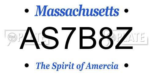 AS7B8Z Massachusetts License Plate
