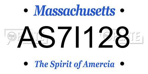 AS7I128 Massachusetts License Plate