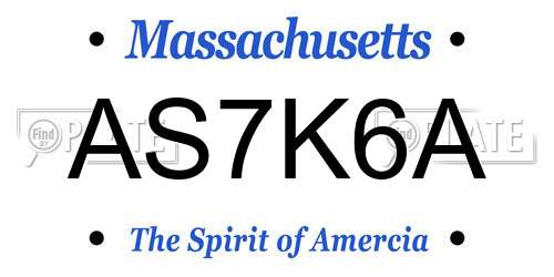 AS7K6A Massachusetts License Plate