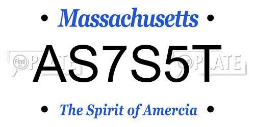 AS7S5T Massachusetts License Plate