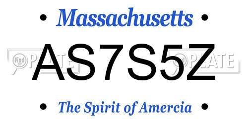 AS7S5Z Massachusetts License Plate