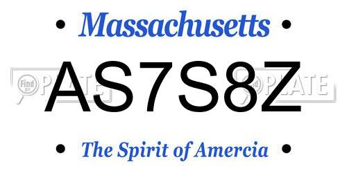 AS7S8Z Massachusetts License Plate