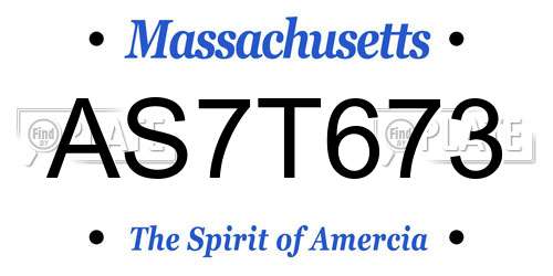 AS7T673 Massachusetts License Plate