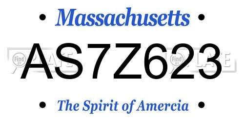 AS7Z623 Massachusetts License Plate