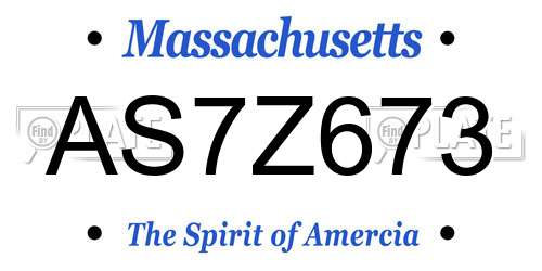 AS7Z673 Massachusetts License Plate