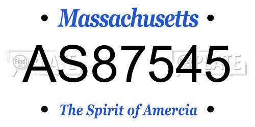 AS87545 Massachusetts License Plate