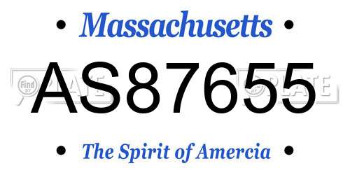AS87655 Massachusetts License Plate