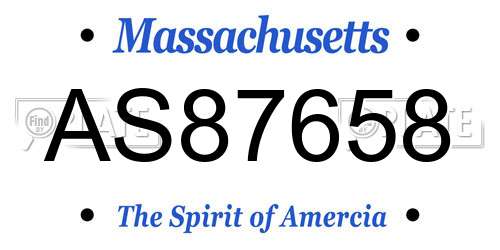 AS87658 Massachusetts License Plate