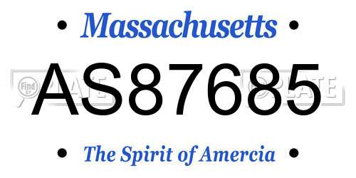 AS87685 Massachusetts License Plate