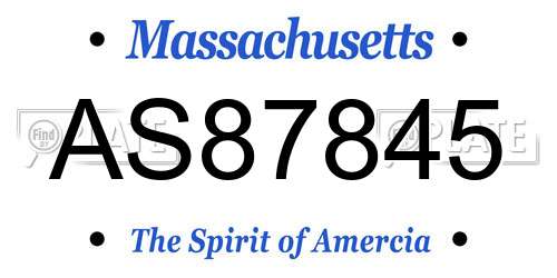 AS87845 Massachusetts License Plate