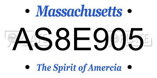 AS8E905 Massachusetts License Plate