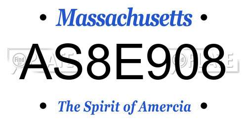 AS8E908 Massachusetts License Plate