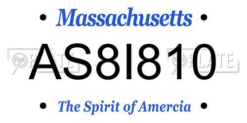 AS8I810 Massachusetts License Plate