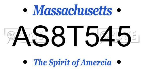 AS8T545 Massachusetts License Plate