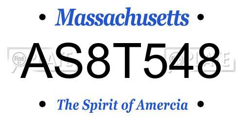 AS8T548 Massachusetts License Plate