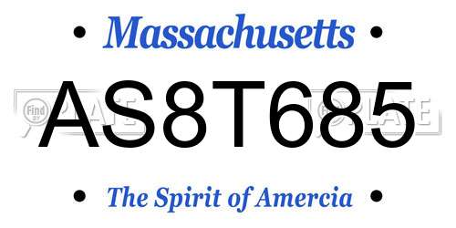 AS8T685 Massachusetts License Plate
