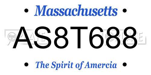AS8T688 Massachusetts License Plate