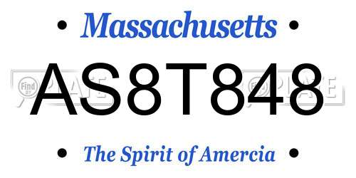 AS8T848 Massachusetts License Plate