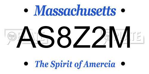 AS8Z2M Massachusetts License Plate