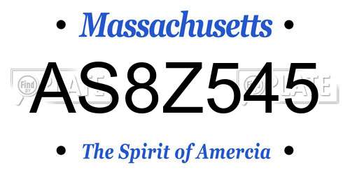 AS8Z545 Massachusetts License Plate