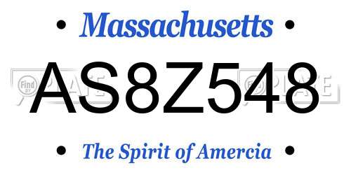 AS8Z548 Massachusetts License Plate