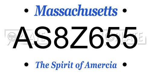 AS8Z655 Massachusetts License Plate