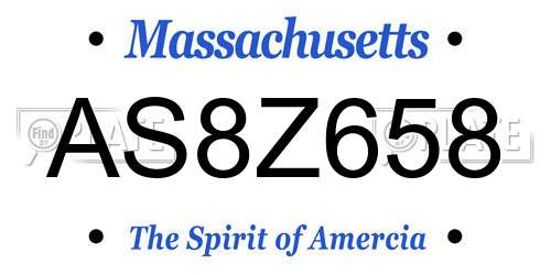 AS8Z658 Massachusetts License Plate
