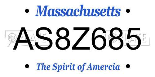 AS8Z685 Massachusetts License Plate