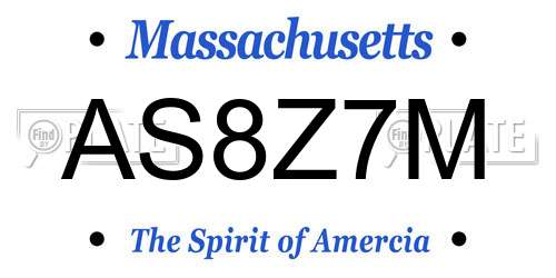 AS8Z7M Massachusetts License Plate