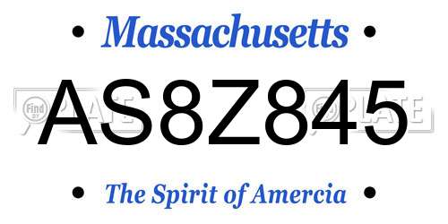 AS8Z845 Massachusetts License Plate
