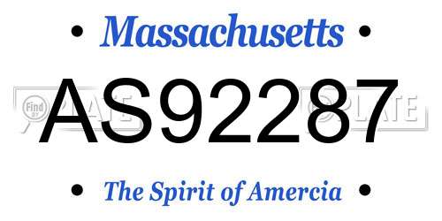 AS92287 Massachusetts License Plate