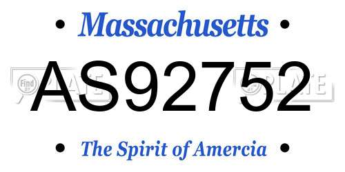 AS92752 Massachusetts License Plate