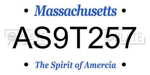 AS9T257 Massachusetts License Plate