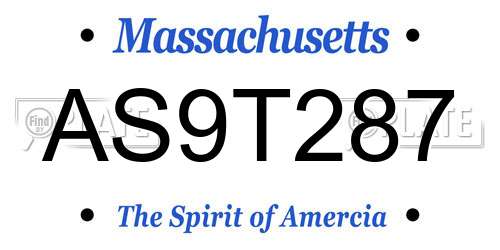 AS9T287 Massachusetts License Plate