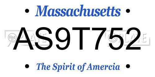 AS9T752 Massachusetts License Plate