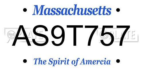 AS9T757 Massachusetts License Plate