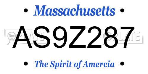 AS9Z287 Massachusetts License Plate