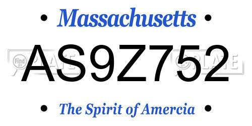 AS9Z752 Massachusetts License Plate