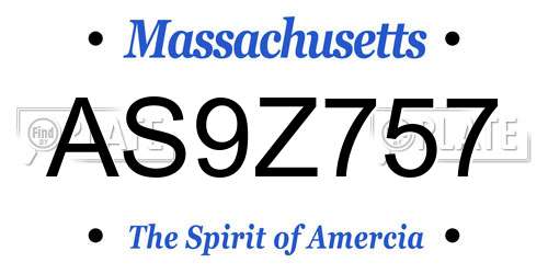 AS9Z757 Massachusetts License Plate