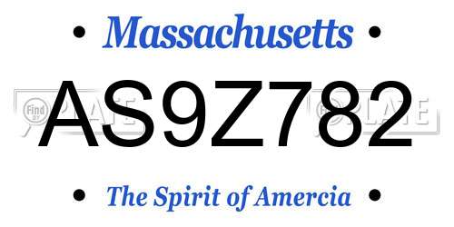 AS9Z782 Massachusetts License Plate