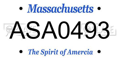 ASA0493 Massachusetts License Plate