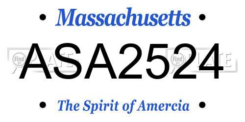 ASA2524 Massachusetts License Plate