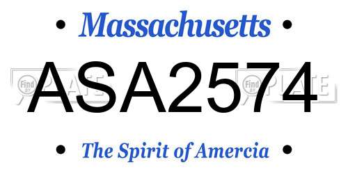 ASA2574 Massachusetts License Plate